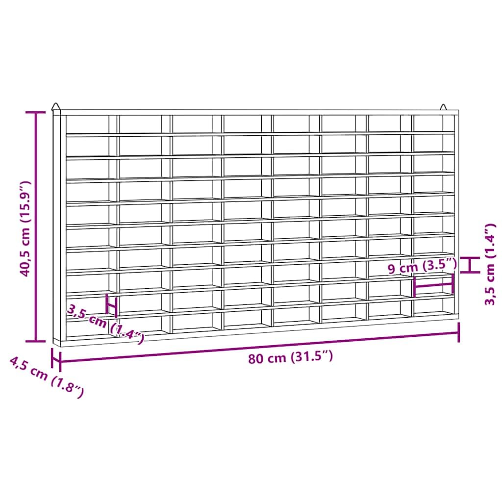 Genérico Vitrina de Madera para coleccionistas con 80 Compartimentos 80x4,5x40,5 cm,Mobiliario,Estanterías,Estantes y estanterías-4017377