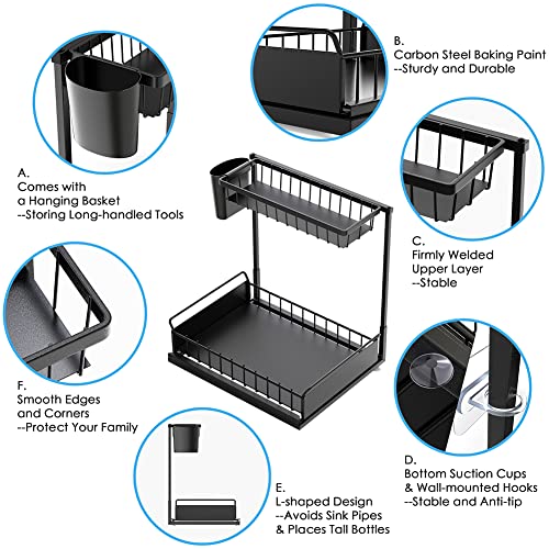 Gracenal Under Sink Organizer, Kitchen Organizers And Storage 1 Pack, L-Shaped 2-Tier Bathroom Storage, Upgraded Pull Out Cabinet Organizer, Gifts For Women Mom As Kitchen Organization And Storage #TOP4