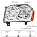 SAFAUTOPARTS Headlights Assembly for 2005 2006 2007 Jeep Grand Cherokee Headlamps Headlight Replacement 05 06 07 Jeep Grand Cherokee Head Lights,Include Wiring Harness,Chrome Housing Amber Reflector