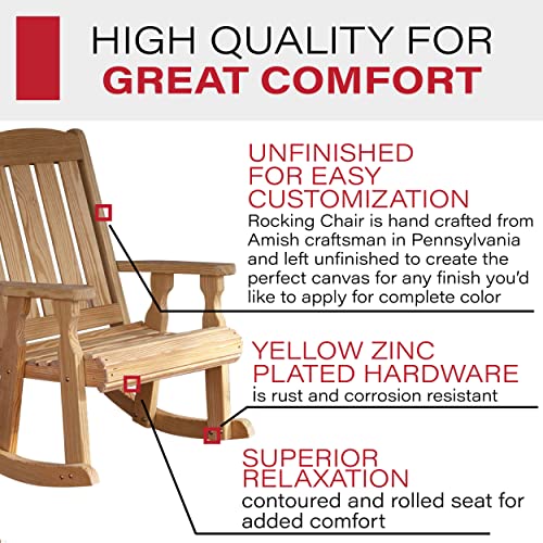 Image of Amish Heavy Duty 600 Lb Mission Pressure Treated Rocking Chair (Unfinished)