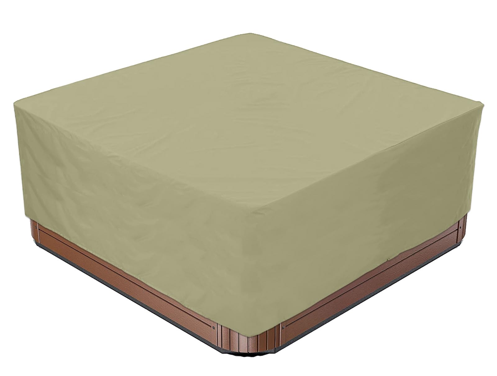 BaCover Square Hot Tub Cover, 210D Oxford Waterproof Dustproof SPA Cover Protector Outdoor Furniture Covers for Hot Tub,Beige,231x231x90cm