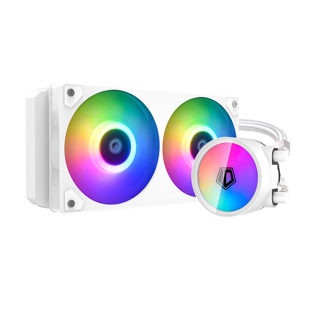ID-COOLING ICEFLOW 240 ARGB Snow CPU Water Cooler 5V 3-PIN Connector 2-in-1 240mm Addressable RGB Fan 240mm CPU Liquid Cooler, Cable Management AIO Cooler, Intel 115X/2066, AMD AM4
