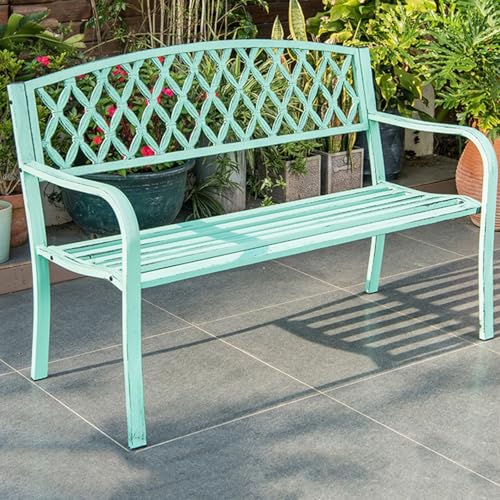 Bancos para Exterior, Banco Exterior Jardin con Respaldo y Reposabrazos, Capacidad de 400 kg, para Jardín, Parque, Porche, Césped y Patio(Green)