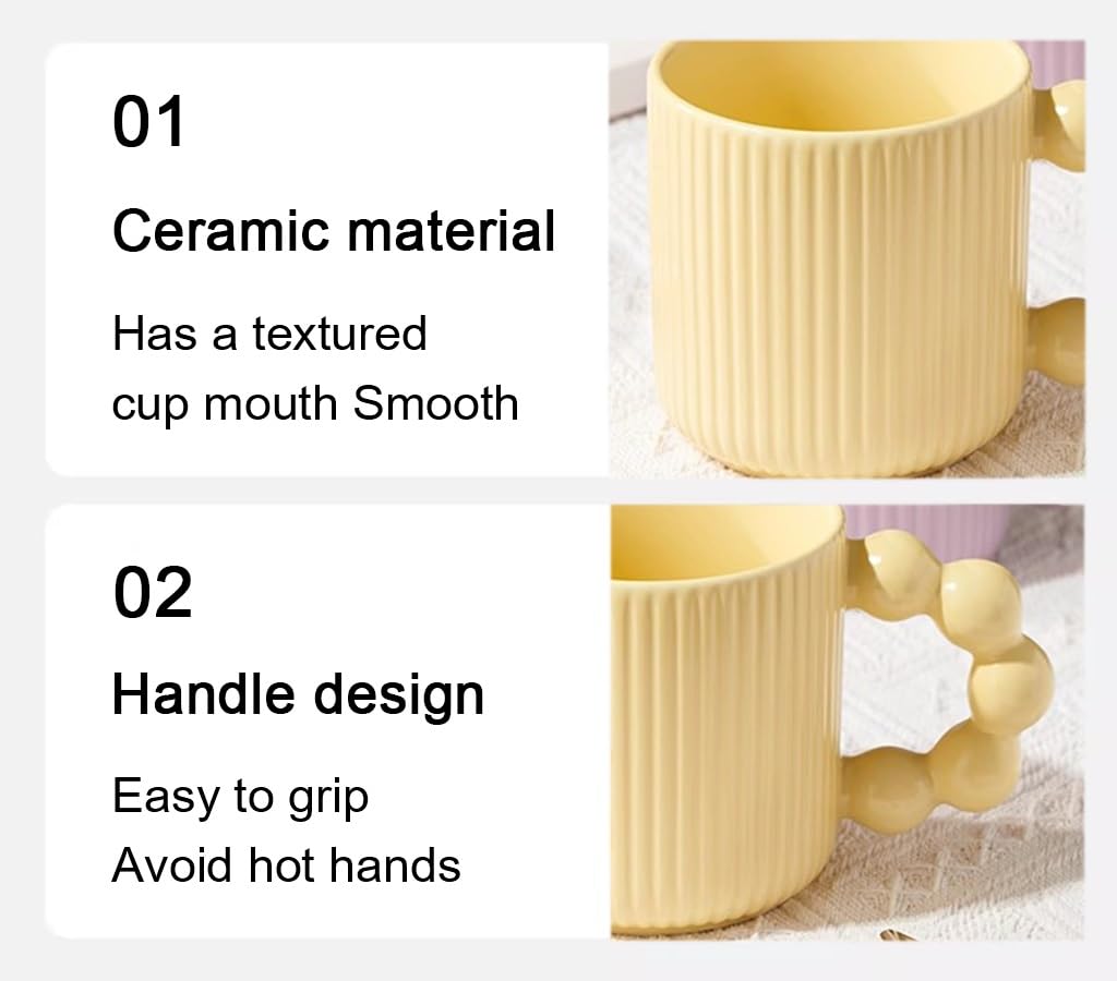 Kubki do kawy, filiżanki 12 uncji ceramiczny kubek, japoński śniadaniowy z uchwytem, ​​odpowiedni mleka Cappuccino Cocoa Latte i torebek herbatą (niebieski)(4pcs)