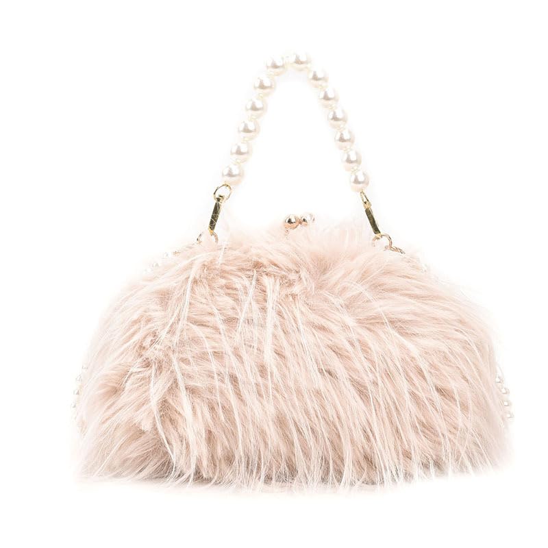 Cute Handbag Purse for Women, Fuzzy Shoulder Bag Fluffy Sling Purse Fashion Handbag Bag for Women Ladies Crossbody Bag (pink colour)