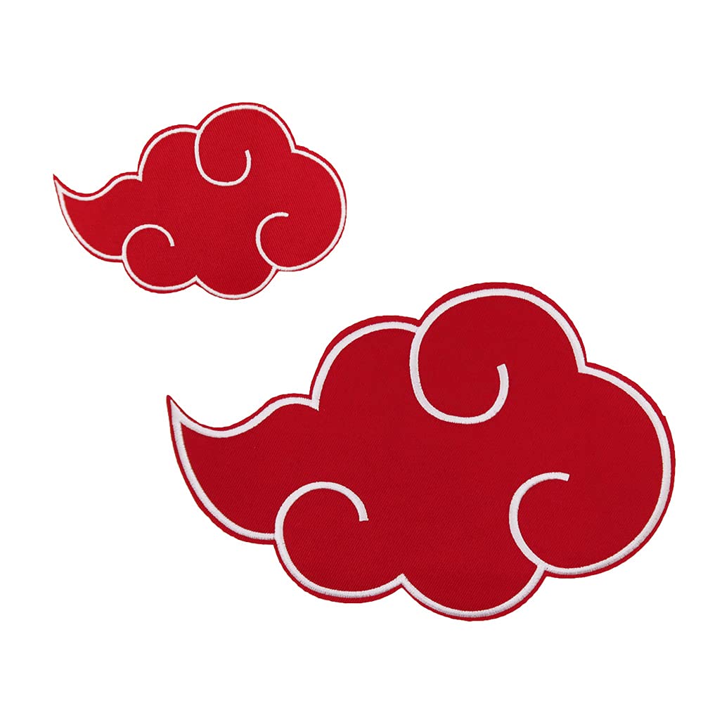 Rockapatch8" and 4.7" Akatsuki Red Cloud Halloween Anime Costume Embroidered Iron On Patches