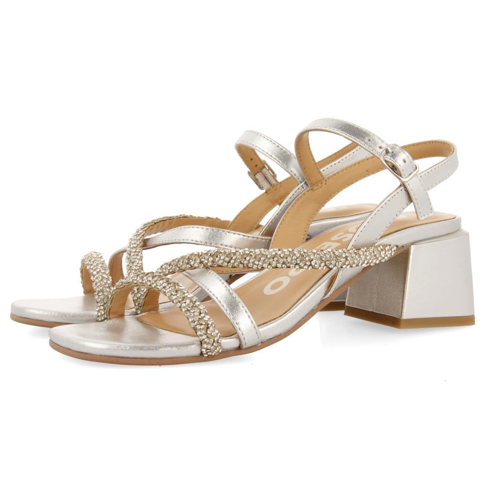 GIOSEPPO NISCEMI, Women's Sandal, Silver, 37 EU, metallic silver, 5 UK