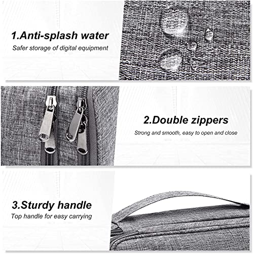 Image of Careflection Electronics Accessories Organizer Bag for Travel - Universal Gadget Storage Case for Cables, Chargers, Power Bank, Hard Disk, USB, Earphones | Polyester Travel Pouch | Grey