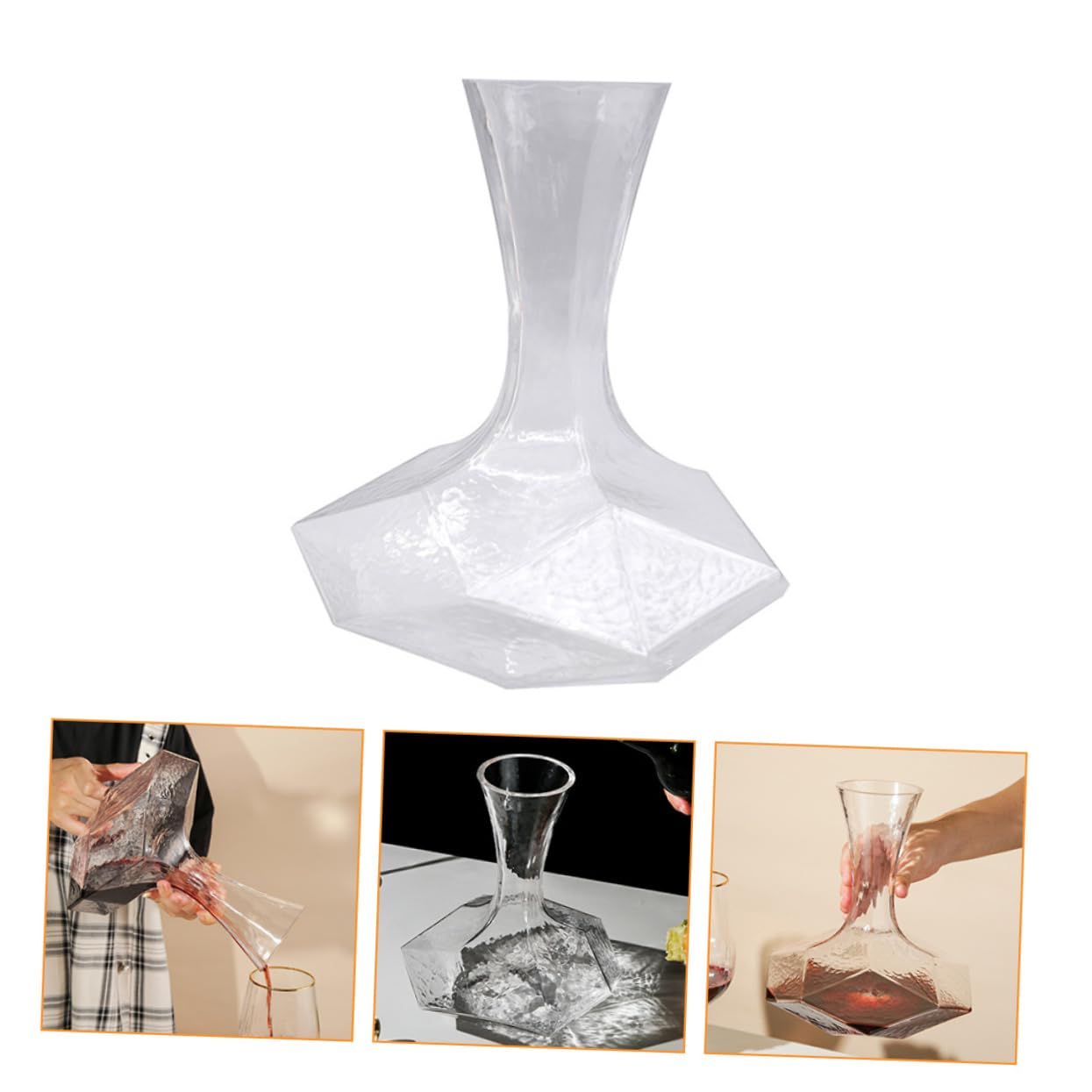 Cabilock Decanter Per Vino in Vetro Creativo a Bocca Inclinata, Contenitore Geometrico Trasparente Lucido e Stabile, Per Ristoranti, Bar e Uso Domestico
