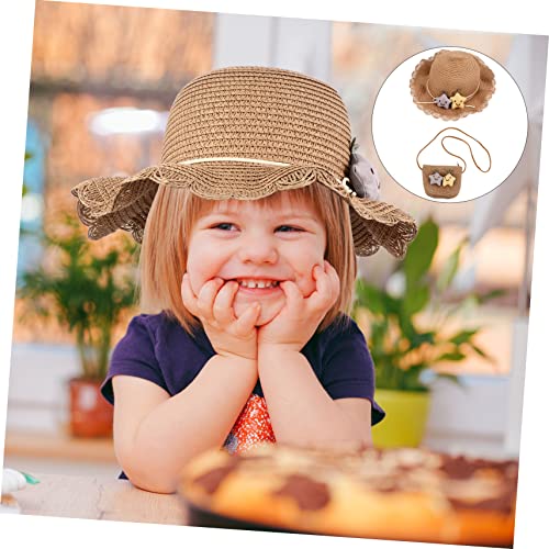 VICASKY Summer Sun Cap and Straw Bag for Breathable Wide Brim Straw Beach Hat with Portable Tote UPF Sun Protection Fisherman Style Comfortable and Lightweight for Outdoor Play Khaki2