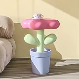 Tulip Shape Side Table, Resin Coffee Table, Sofa Side Table, Flower Shape End Table for Living Room Balcony Bedroom Furniture Decor (Pink)