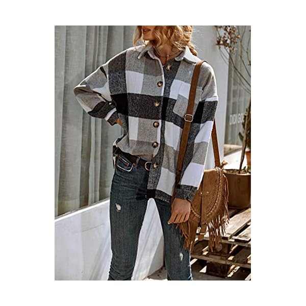 UANEO-Womens-Casual-Plaid-Button-Down-Long-Sleeve-Wool-Blend-Shirt-Jacket-Shackets UANEO Womens Casual Plaid Shacket Button Down Fall Flannel Shacket Jacket Women (White-S)