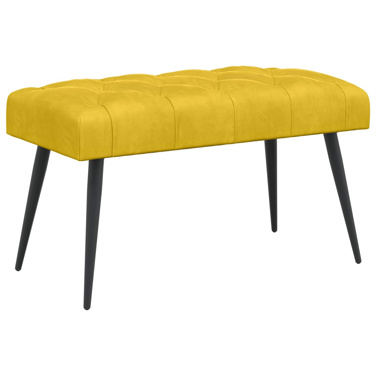 Banco de terciopelo amarillo descalzador ideal para pie de cama en dormitorio y recibidor