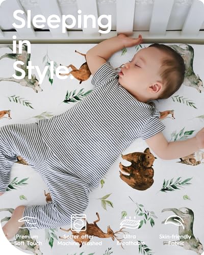 Image of Premium Soft Crib Sheets for Boys, Ultra Breathable Crib Fitted Sheet, Super Stretchy Baby Bed Sheets 28''x52''x9'' Extra Deep Pocket