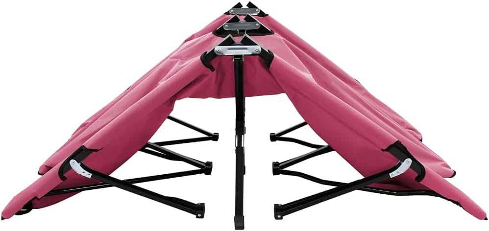 Outdoor Bed for Patio, Backyard, Garden, Outside Tanning Chairs,Beach Chair Lounge Chair with Steel Frame and Breathable Textile Fabric,Two Person Folding Sun Lounger Pink Steel
