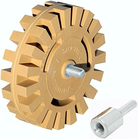 Sticker Remover Decal Eraser Wheel Pinstripe Tool Vinyl Stripe Adhesive Tape Graphics Off Removal for Signs Glass Boat Car Truck Windows and Trailer by ArrowTeq with Drill Arbor Kit