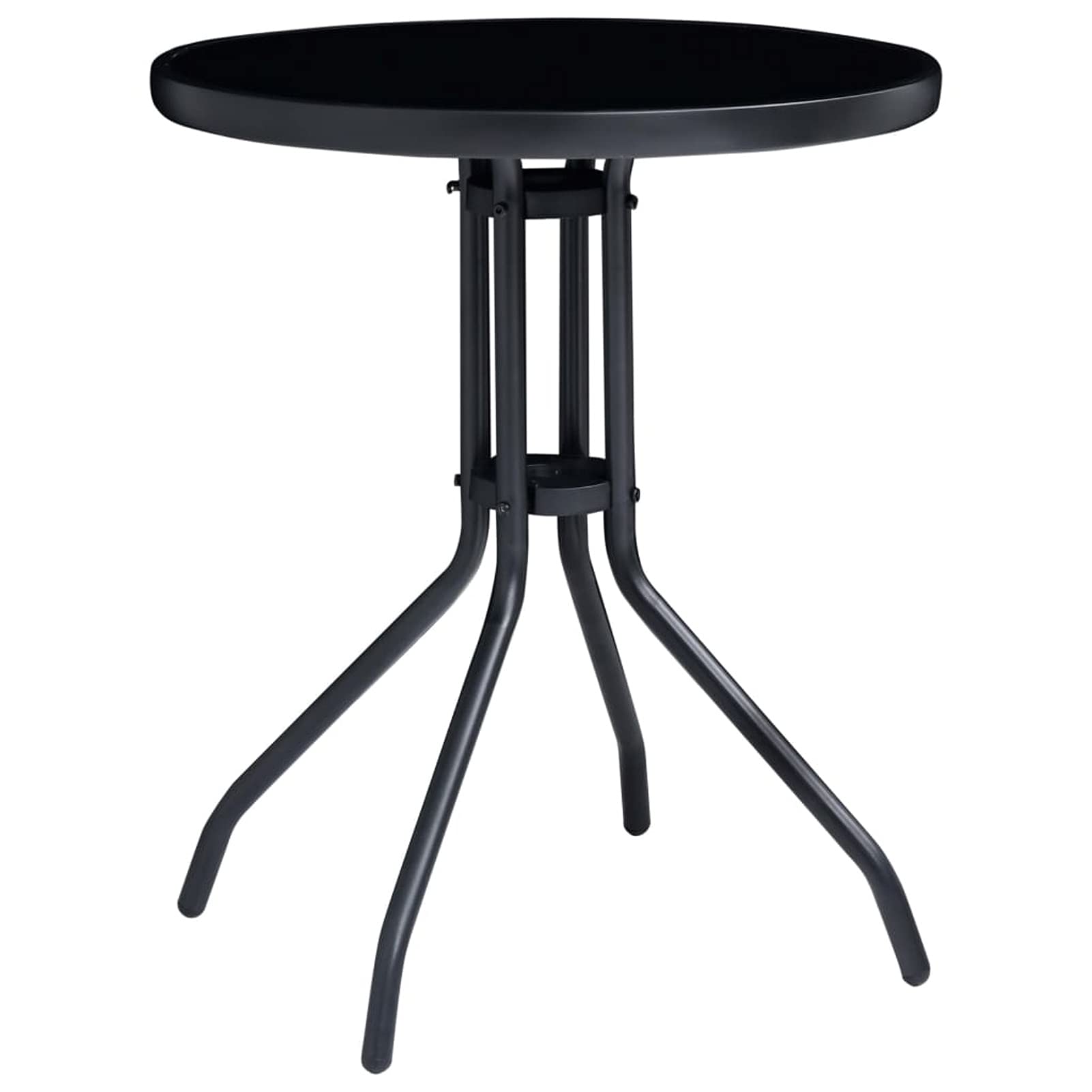 5-teiliges Bistro-Set in Schwarz und Anthrazit, Bistrotisch und Stühle für Balkon, Terrasse und Hinterhof, Gartenmöbel für den Außenbereich, Terrassen-Bistro-Set