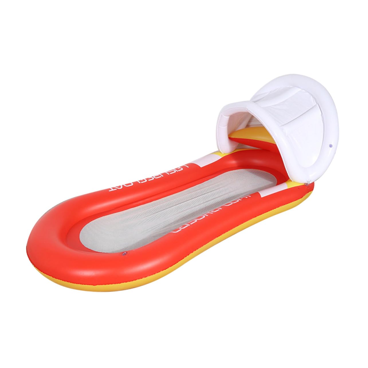 Aufblasbare Wasserhängematte Orange aus PVC mit Sonnensegel