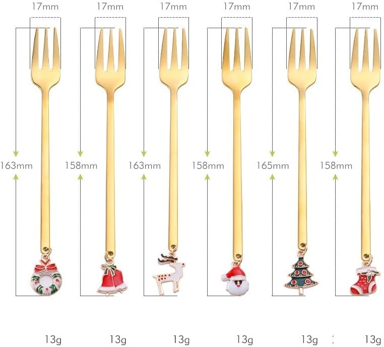 Silverware Flatware Set, 6/24/36/48/60/72Pcs 304 Stainless Steel Forks Christmas Tableware Set Dessert Fork Box Creative Christmas Fork,Silver-60 Pieces for 10