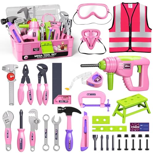 FRRJUY Kids Tool Set for Grils with Electronic Toy Drill & Tool Box
