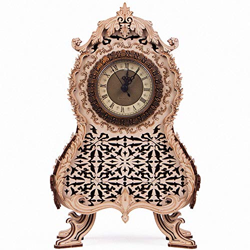 Wood Trick Analog Vintage Table Clock Wooden Model Kit for Adults and Kids - Secret Storage...