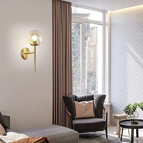 Iluminación de pared para dormitorio en cristal opaco y metal dorado mate 4