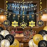 30th Birthday Decorations, 20 Pcs, Include Happy 30th Birthday Banner Straps Hanging Swirls Triangle Flags Confetti Latex Balloons & 10Ft Light String for Women Men Party Supplies - Image 5