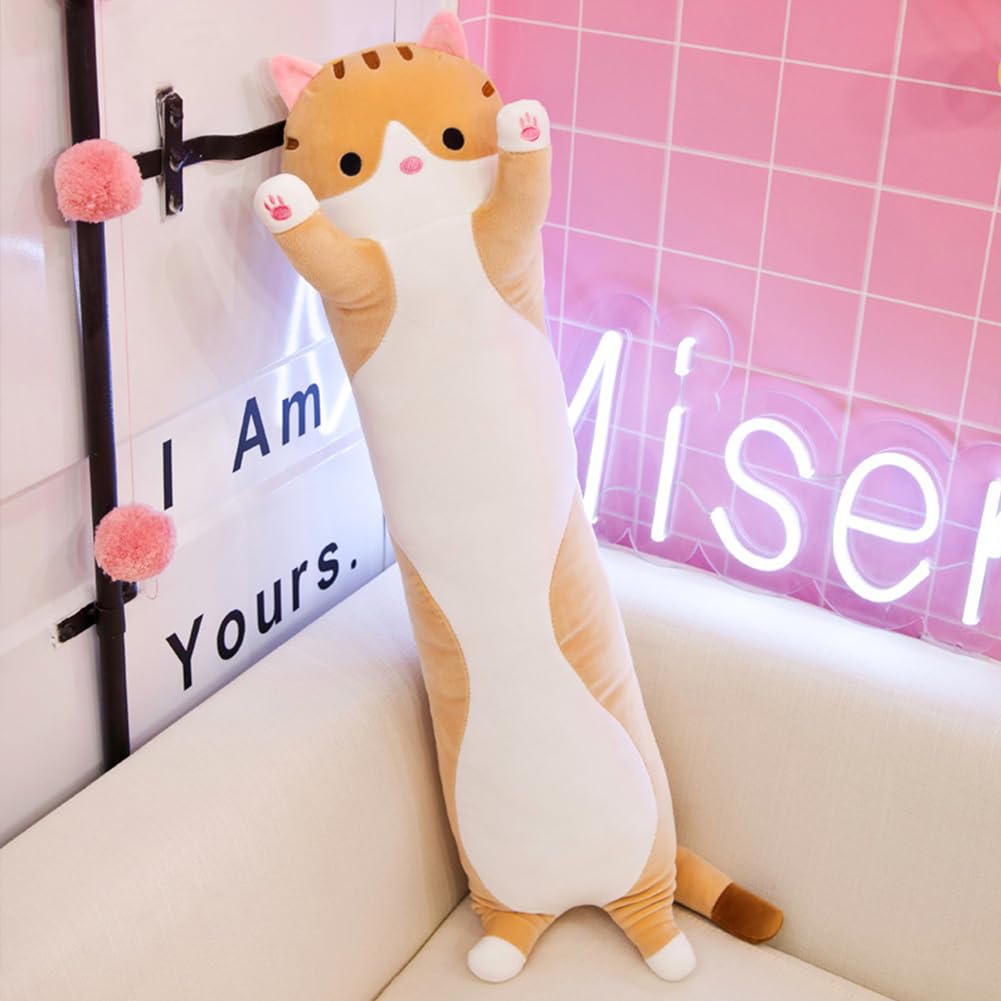 PORUPAEL Long Cat Plush Sleeping Pillow 20''/50cm, Long Cat Plush Body Pillow Cute Kitty Sleeping Throw Pilow for Boys and Girls - Image 4