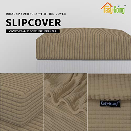 Image of Easy-Going Stretch 1 Piece Oversized Couch Cushion Cover for Sofa | X-Large Sofa Cushion Furniture Protector Sofa Seat sofa slipcover Washable sofa cover soft with Elastic Bottom Tan