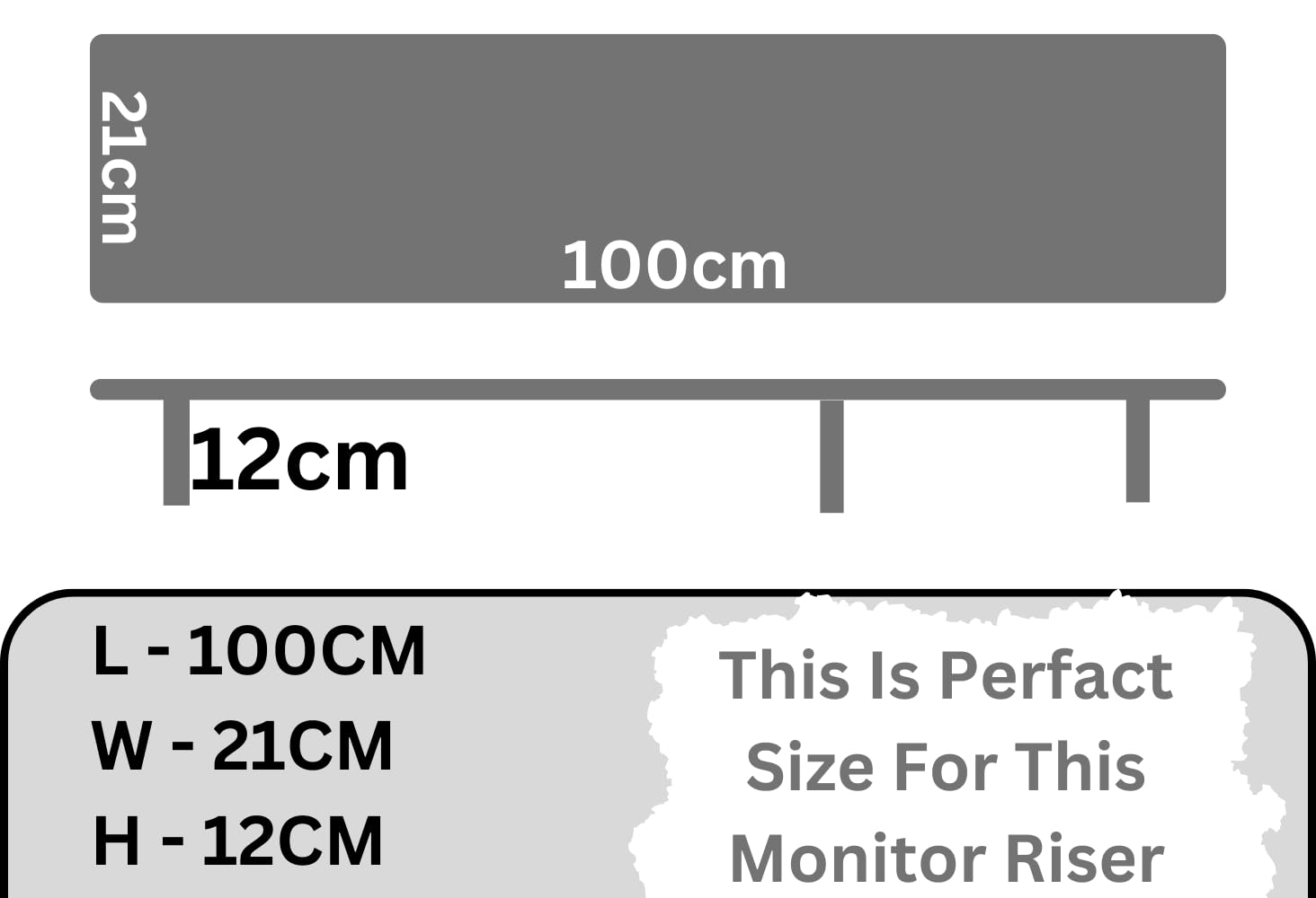 carpentray Store 100cm Wooden Monitor Stand Organizer for Desk with Wire Hole, Tables, Office, Home, Studio, Study Table | Desktop Monitor Stand Riser(100x21x11cm)