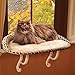 K&H Pet Products Bolster Kitty Sill Cat Window Perch Bed for Large Cats, Orthopedic Window Hammock Holds 40 lbs, Washable Cover, Indoor Windowsill Furniture Bed Seat - Tan/Kitty Unheated 14 X 24in