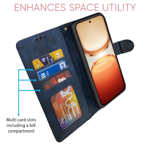 Image of Amazon basics Flip Cover for Vivo T4 5G / iQoo Z10 5G | Wallet Style & Stand | Dual-Tone PU Leather Finish | Magnetic Flip Case (Navy & Light Blue)