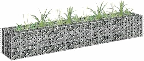 Vista 20 de vidaXL Gabion - Maceta elevada para pared, jardín, césped, patio, jardín, jardín, jardín, jardín, jardín, flores, acero galvanizado, 70.9 x 35.4