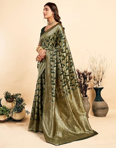 Image of SIRIL Women's Banarasi Silk Saree Pure Silk Saree With Unstitched Blouse Piece