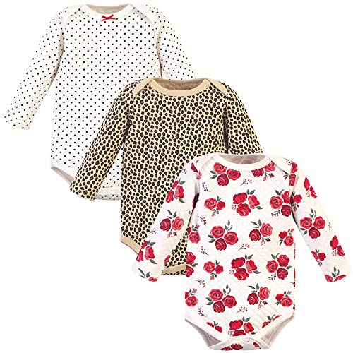 Image of Hudson Baby baby-girls Quilted Long Sleeve Cotton Bodysuits