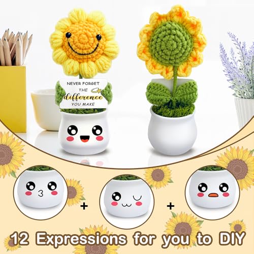 Muñeca de girasol crochet artesanal decorativa miniatura 3