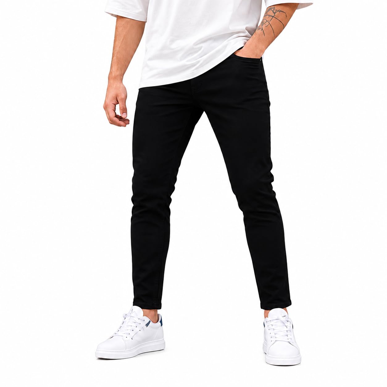 S R Men's Black Slim Fit Denim Jeans, 100% Cotton, Stretchable, Mid Rise, 5-Pocket Casual Wear-picture-19