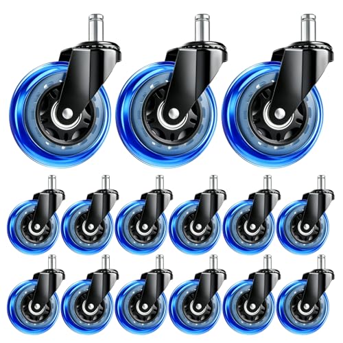 Image of 3 Inch Office Chair Wheels, Set of 15 (Blue)