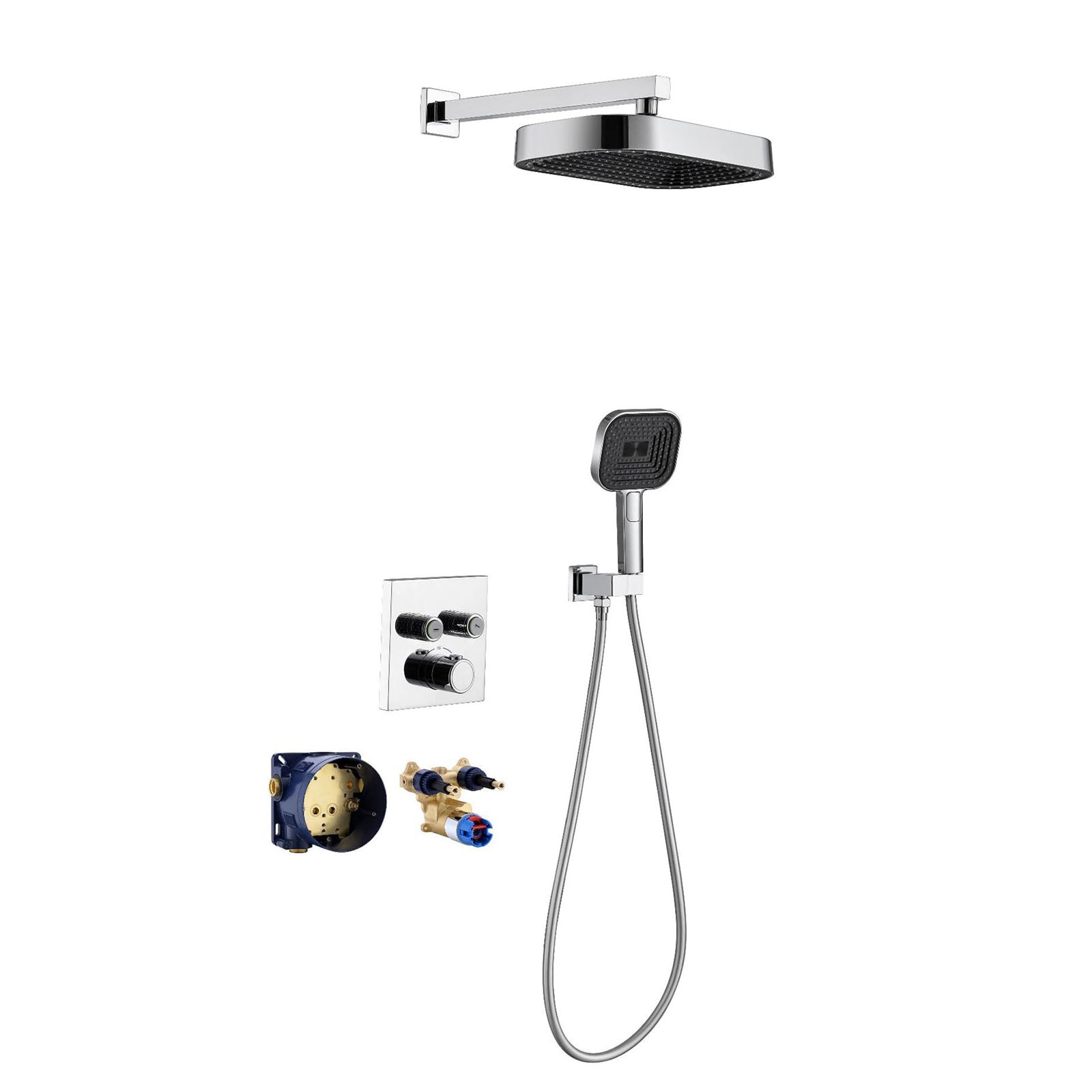 Douche encastrée thermostatique deux fonctions avec douchette en laiton