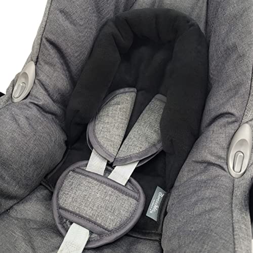 BAMBINIWELT Kopfpolster Kopfkissen für Babyschale kompatibel mit Maxi Cosi Modell Cabrio Fix und Citi, Gruppe 0, Fleece (Fleece schwarz) Cover