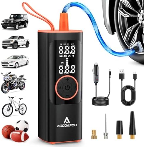 Air Pump for Inflatable, Tire Inflator Portable Air Compressor 4X Faster 150 PSI, 12000mAh Cordless Bike Pump with Pressure Gauge, Auto Shut-Off Pump for Car, SUV, Motorcycle, Bike, Balls