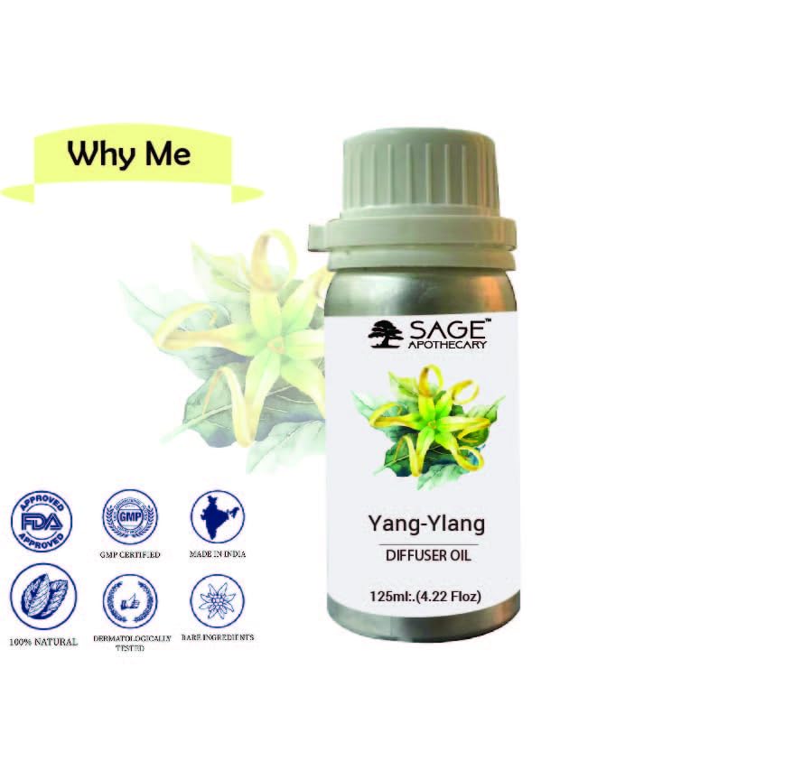 Image of Sage Apothecary Ylang Ylang Diffuser Oil Natural Aromatherapy Oil for Sleep and Relaxation - 125 ml