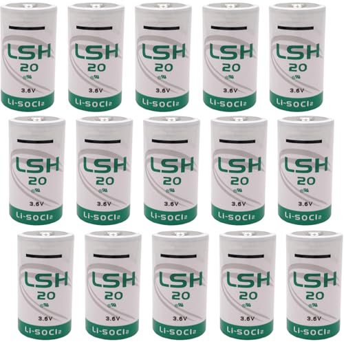 LITKEQ (Pack of 15) LSH20 3.6V D 13000 mAh Primary Lithium Thionyl Chloride Battery Compatible with Saft LSH20 3.6V D-Size Lithium Battery, for Alarm Systems GPS Systems Battery