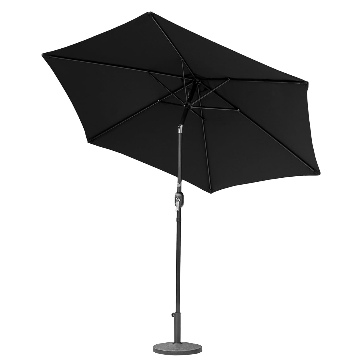 Harrier 2.7m Garden Parasol with Crank Handle & Tilt Function [7 Colour Options] – Outdoor Garden Patio Umbrella with Optional Waterproof Cover + Weights (Black, Parasol + Cover + 9kg Bronzed Base) — image 1