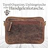 Corno d´Oro Handgefertigte Umhängetasche Herren Klein Leder I Premium Handgelenktasche Echt Leder für Mini Tablet bis 8 Zoll I Herrenhandtasche zum umhängen Ledertasche Taupe #4