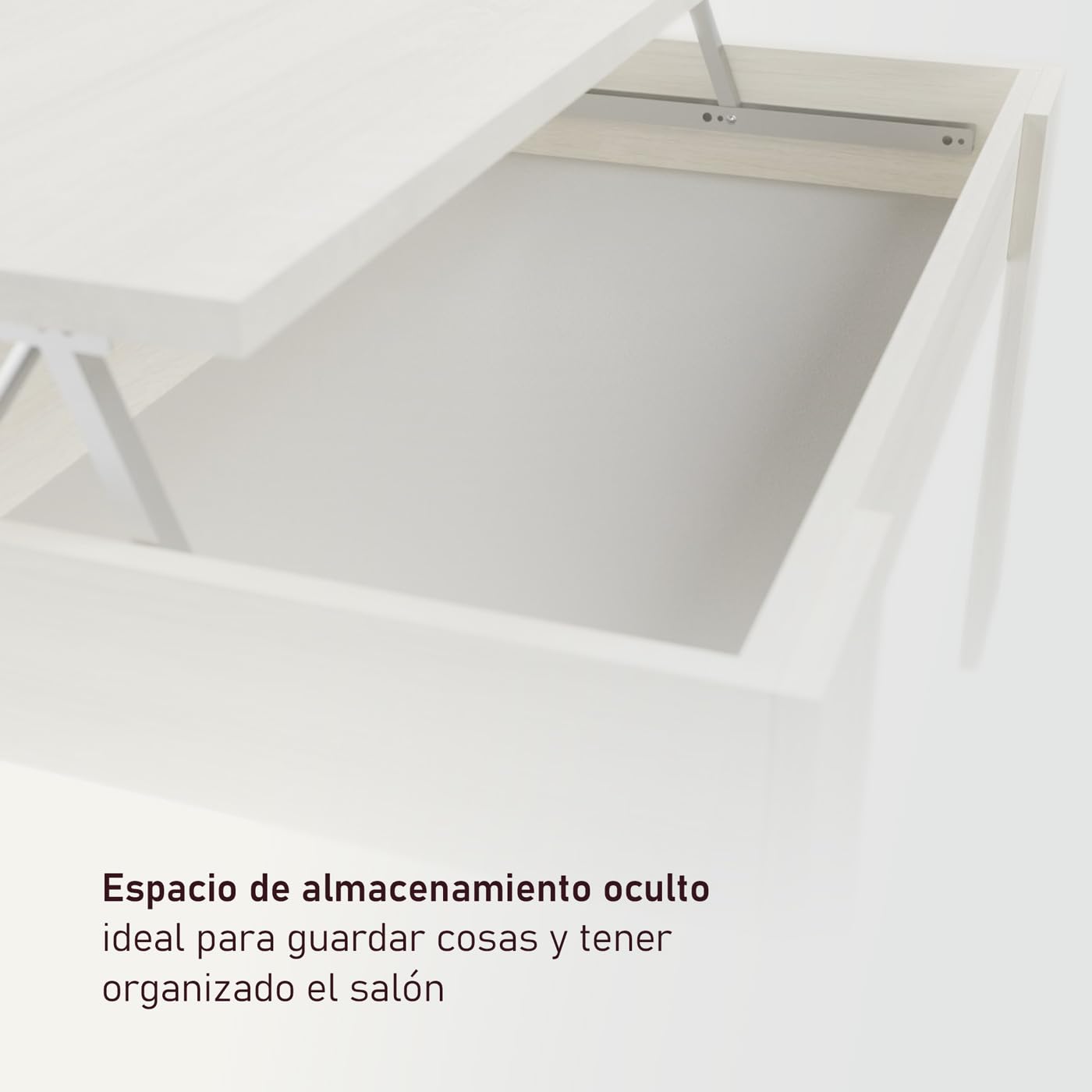 amuéblate online - Mesa de Centro Elevable, Mesita de Salón o Comedor, Acabado en Gris Polar, Medidas: 90 cm (Ancho) x 50 cm (Fondo) x 46-57 cm (Alto)