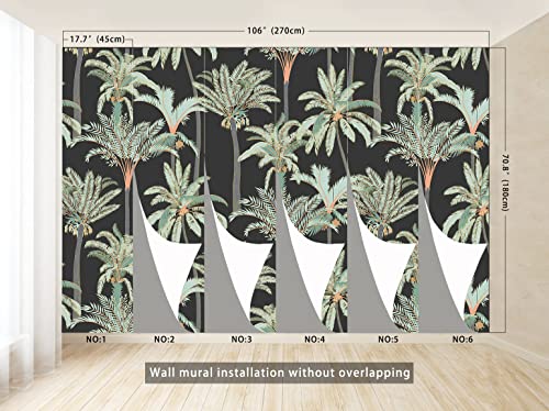 Idomural Wall Murals Peel And Stick,Coconut Palm Leaf Wall Mural Nature Landscape Large Wallpaper Self Adhesive Tropical Botanic Wall Murals Background Backdrop Wallpaper For Bedroom Living Room Home Decor 106*70In #TOP4