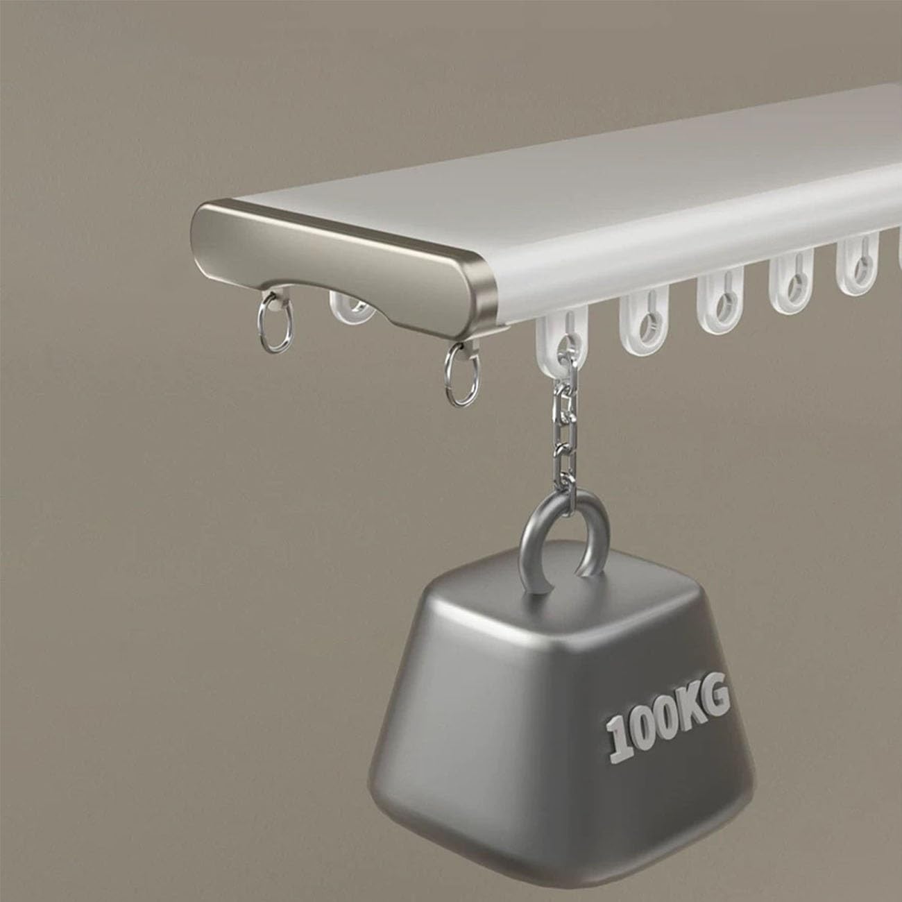 Riel De Cortina De Techo Doble, Riel De Cortina Silencioso Oculto Resistente con Accesorios, Apto para Sala De Estar Y Baño(White,210cm/82.7in)
