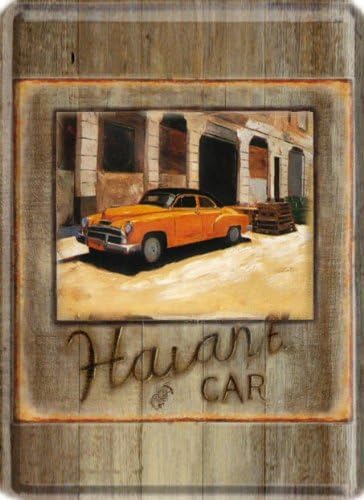 FRENCH VINTAGE METAL SIGN 20x15cm LA HAVANA CUBA CAR ORANGE