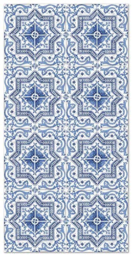Panorama Tapis Vinyle - Modèle Carreaux Ciments Tolédo Bleu 40x80 cm - Différentes Tailles - Deco Maison, Cuisine, Chambre et Exterieur